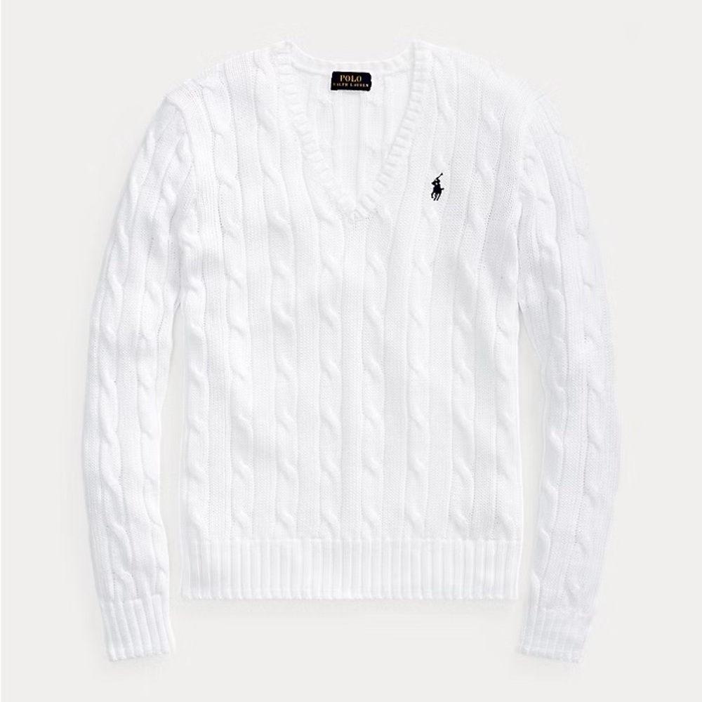 Polo by Ralph Lauren White V-Neck Sweater
